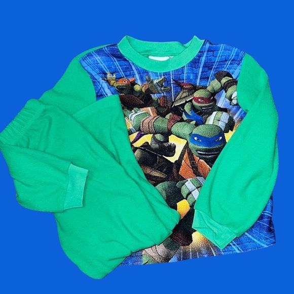 Nickelodeon - Boys Green (Flame Resistant) Ninja Turtles Pajama Set 6/7 - Picture 1 of 3